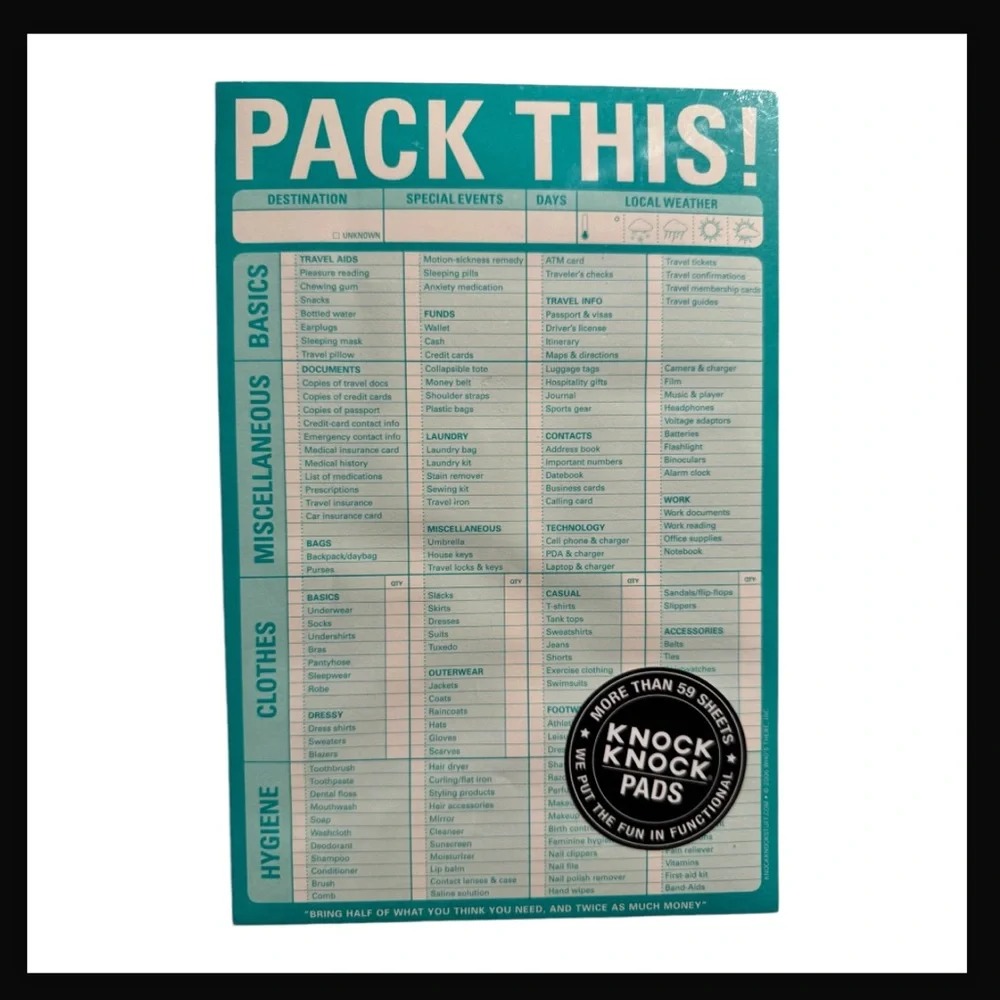 Pack This! Knock Knock Pad
